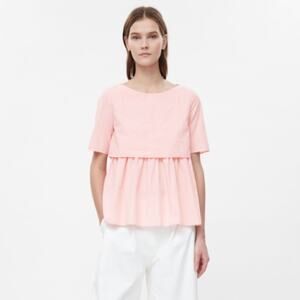COS pink tiered poplin top sz 32